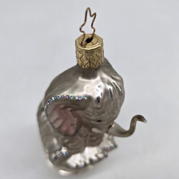 Inge Glass Elephant Ornament With Glitter Accents West Germany 3.5" - Picture 2 of 6